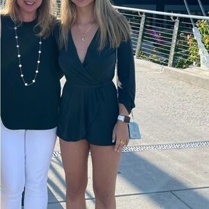 Dark Blue Long-sleeve Romper